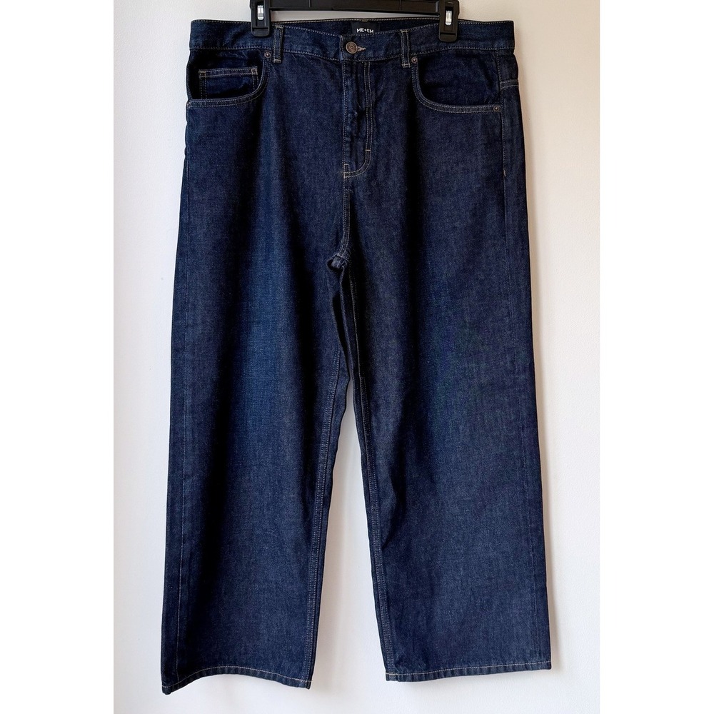 ME + EM High Rise Wide Leg Jeans 32 Dark Wash Denim Preppy